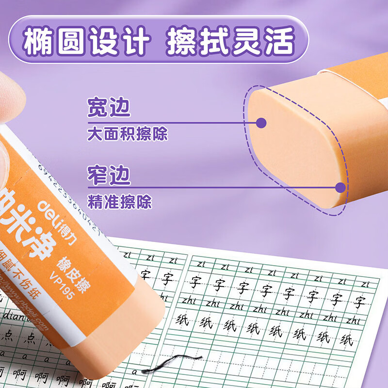 得力(deli)橡皮擦小学生专用一年级纳米净无屑超干净无异味不留痕无铅毒笔橡皮檫小像皮擦幼儿园文具学习用品 无毒无味【小号丨12块装】材质柔软
