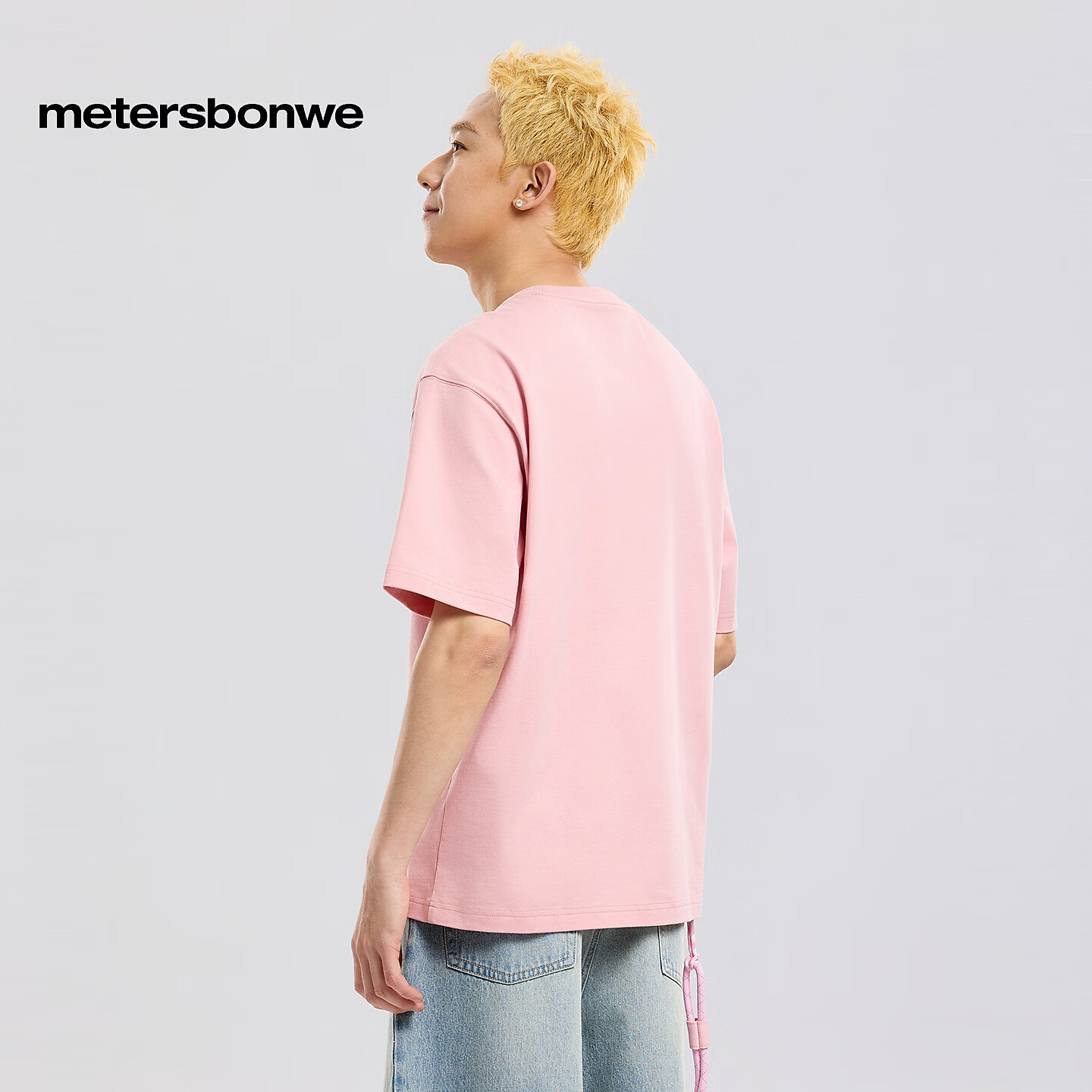 美特斯邦威（Meters Bonwe）男复古舒适前胸基础logo短袖T恤618365 天竺葵粉 L 175/96A