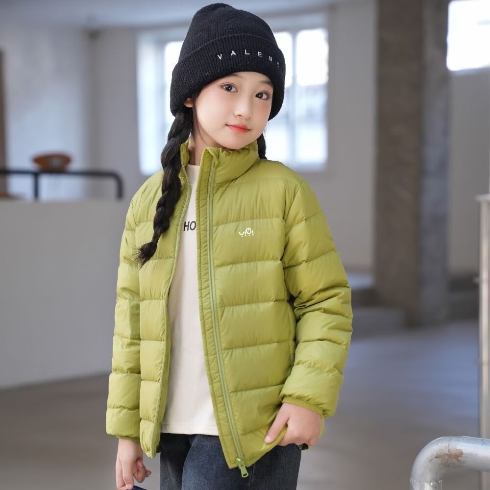 奕旗【校服神器】儿童羽绒服轻薄款中大童秋冬季内搭外穿保暖立领外套 粉红色 175