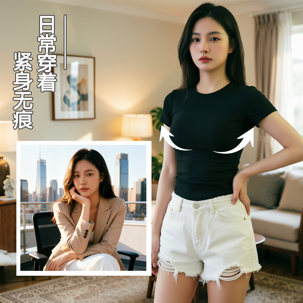 蕉小颂文胸女小胸聚拢无钢圈吊带内衣 纯欲风收副乳防下垂女士胸罩美背 黑色 S 【32/70AB建议75-90斤】
