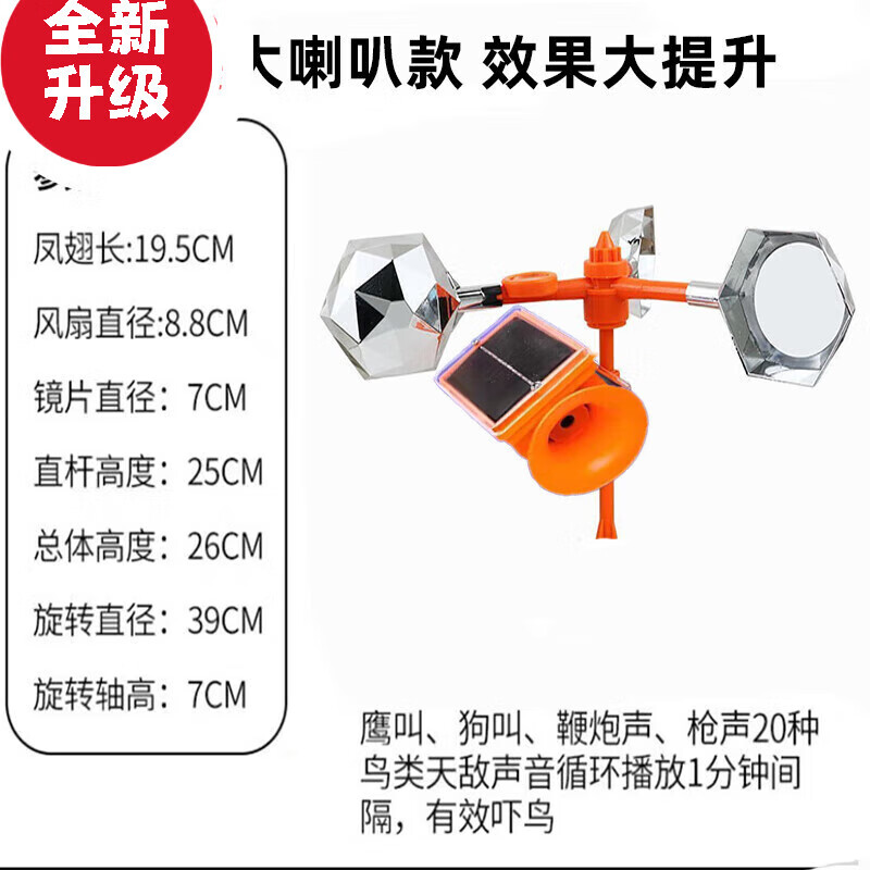 clcey驱鸟器 赶鸟器 吓鸟神器声音大太阳能惊鸟野兽超大语音果园风力