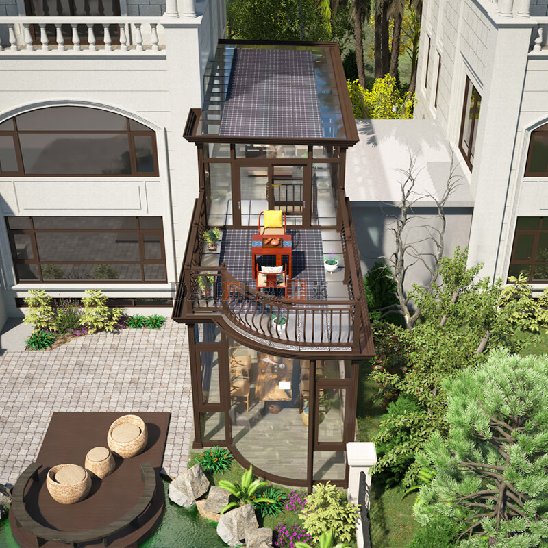 戴菲莱复式双层平台阳光房定制别墅欧式露台保温隔热断桥铝合金系统