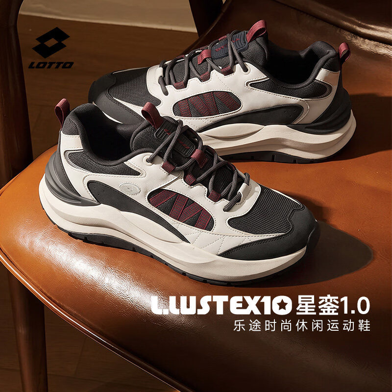 乐途(LOTTO)乐途休闲老爹鞋女鞋运动男鞋白色鞋子软底厚底舒适增高防滑耐磨鞋 流沙色-女 39