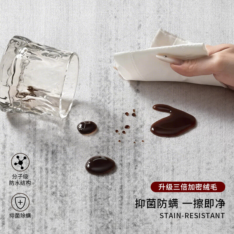 古怡客厅地毯极简高级感轻奢2026新款防水防污易擦除沙发茶几地毯全铺 科莫【抗污仿羊绒】 300cm*400cm 【适合U型沙发】