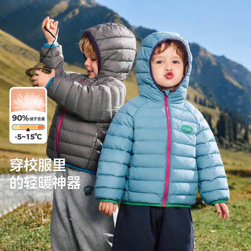 婧麒（JOYNCLEON）儿童羽绒服男童冬季女童羽绒服加厚保暖白鸭绒外套婴儿羽绒服儿童 蓝色 110