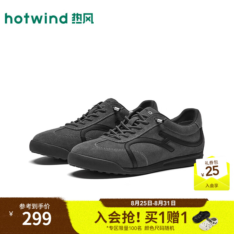 热风（Hotwind）男鞋2026年秋季新款男士时尚休闲鞋运动户外慢跑鞋H11M26308 128灰黑 42