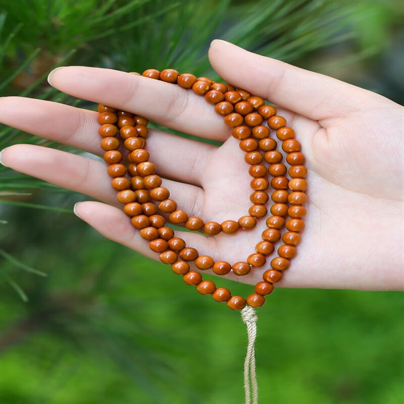 lomuee橄榄核核尖圆珠手串长串素籽素串光珠文玩手节日送对象送父亲