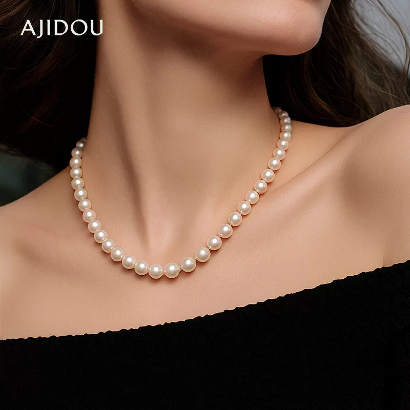 AJIDOU阿吉豆项链女S925银温婉款珍珠时尚小米珠毛衣链高级感颈链双11 银色+珍珠白色 42cm 1个