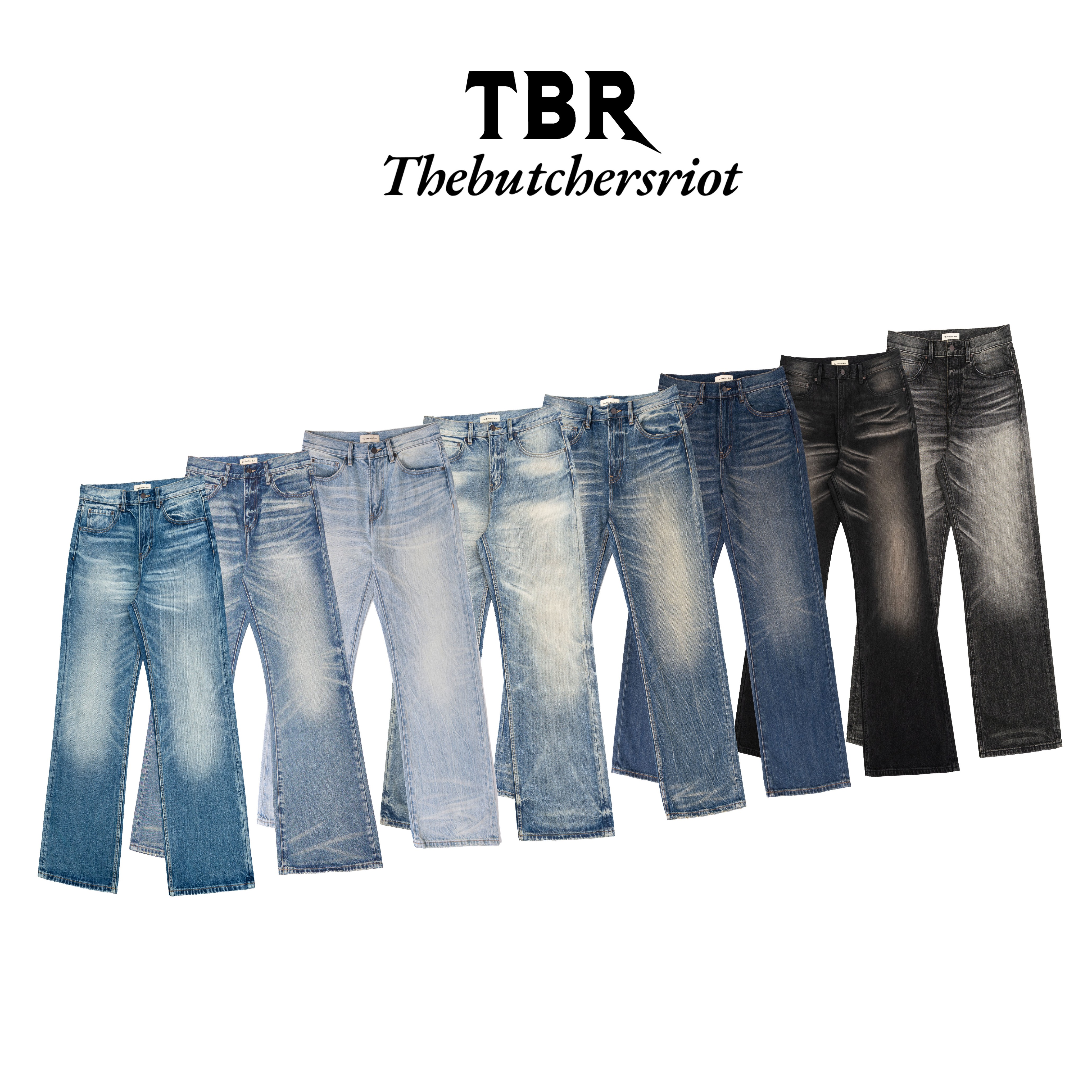 TBR围剿牛王 黑棕红646内华达奶油中度毛羽蓝宽松直筒版型牛仔裤 中度毛羽蓝【宽松直筒a字版型】 M