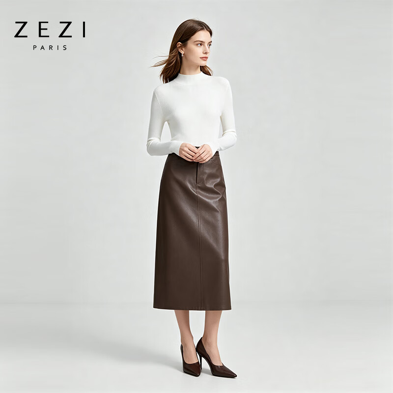 ZEZI100%羊毛无缝一体圆领半高领长袖针织衫毛衣女内搭打底26年秋新款 极简白(半高领) M (105-115斤)