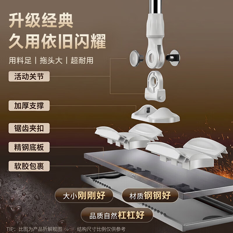 佳帮手夹布平板拖把家用一拖净免手洗2026洗脸巾神器老式墩布拖布 【包邮】老式夹布 | 40cm拖头 | 共1布