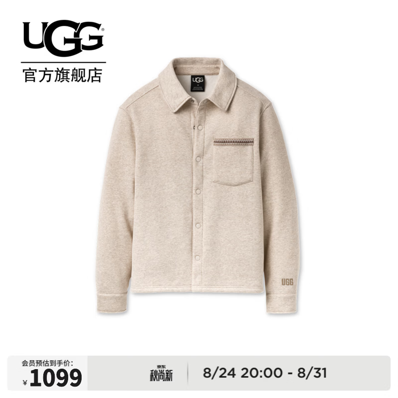 UGG秋季新款男士休闲时尚宽松长袖简约翻领衬衫夹克外套 1184570 CBHH | 驯鹿灰色 L