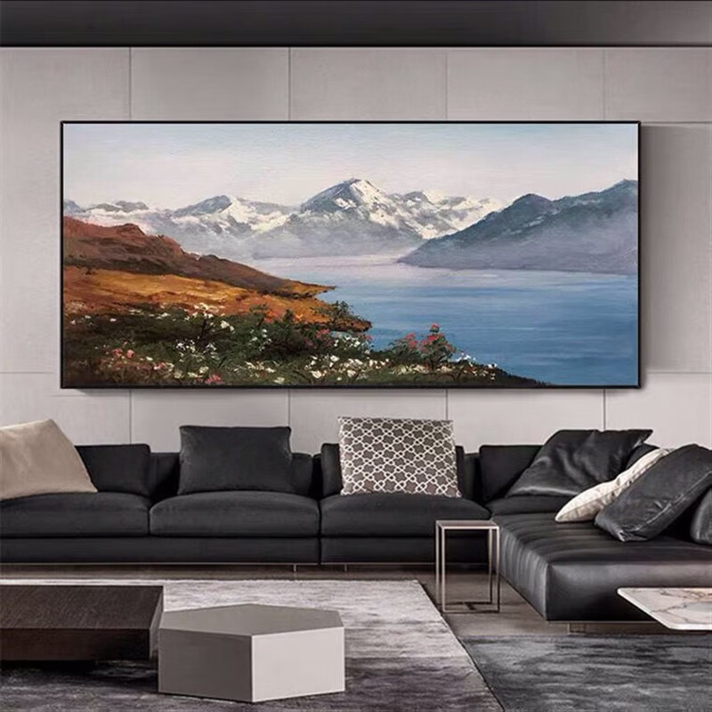 汇振洋纯手工油画客厅沙发背景山水风景田园装饰画玄关定制手绘壁画 a