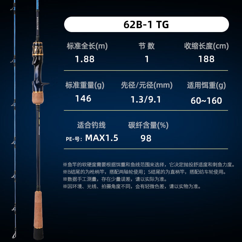 达亿瓦（DAIWA）26新款SALTIGA系列海钓轻型铁板竿轻量化高弹性路亚竿 1.88m 26款近海慢摇铁板竿62B_1 TG