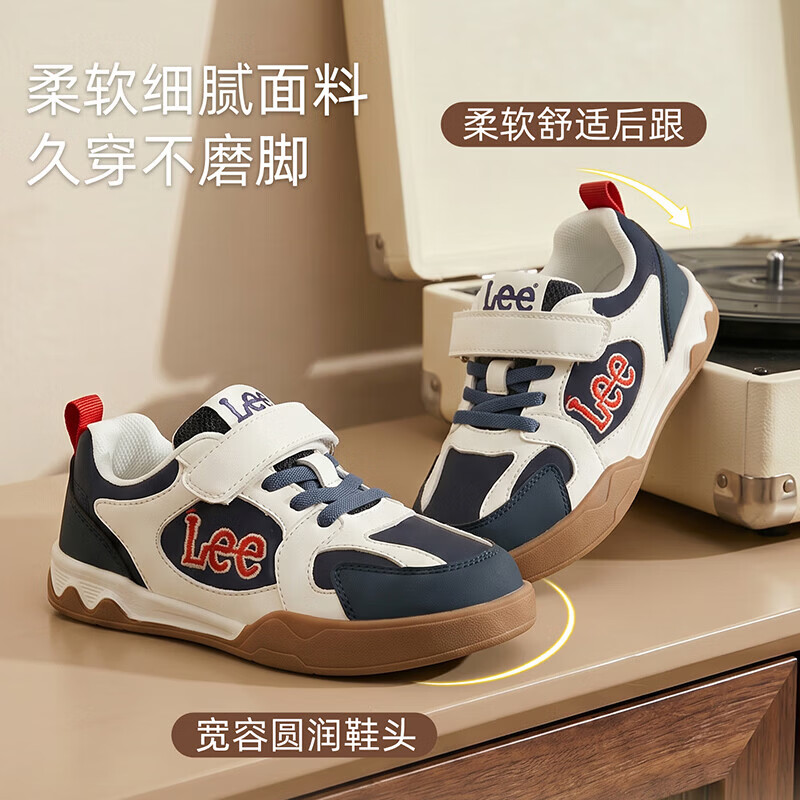 Lee童鞋秋季新款儿童运动鞋男大童缓震德训鞋休闲板鞋女童 X0257 蓝红 29 【建议脚长175-180mm】