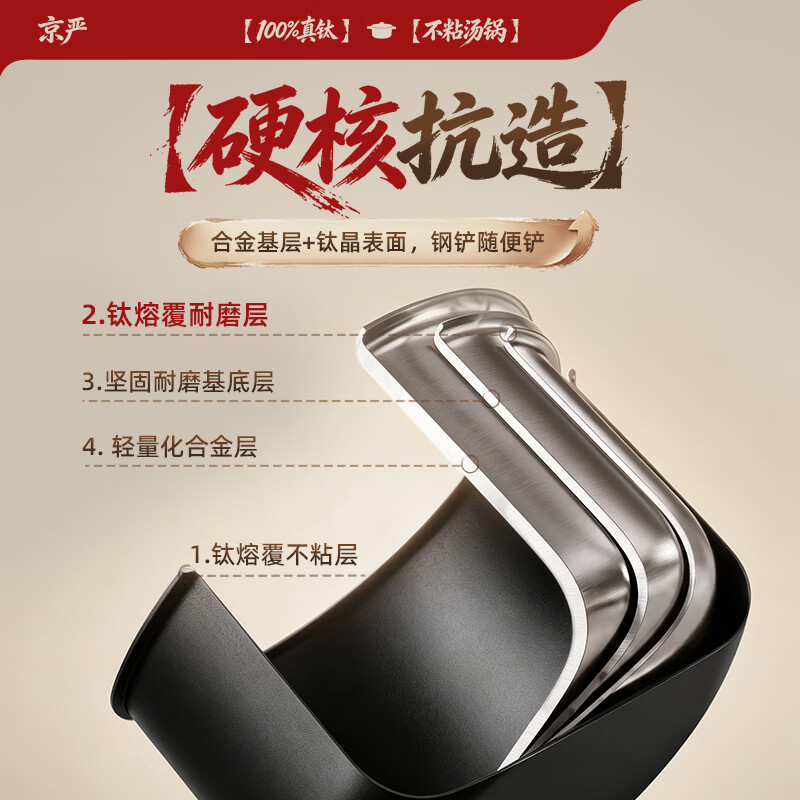 京严汤锅煮锅不锈不粘炖煮家用平底压力锅加厚煮面煮粥炖锅燃气灶电 【24cm汤锅】 升级防烫把手 3-5人使用 24cm 【国标I级认证丨健康不粘|健康0氟】