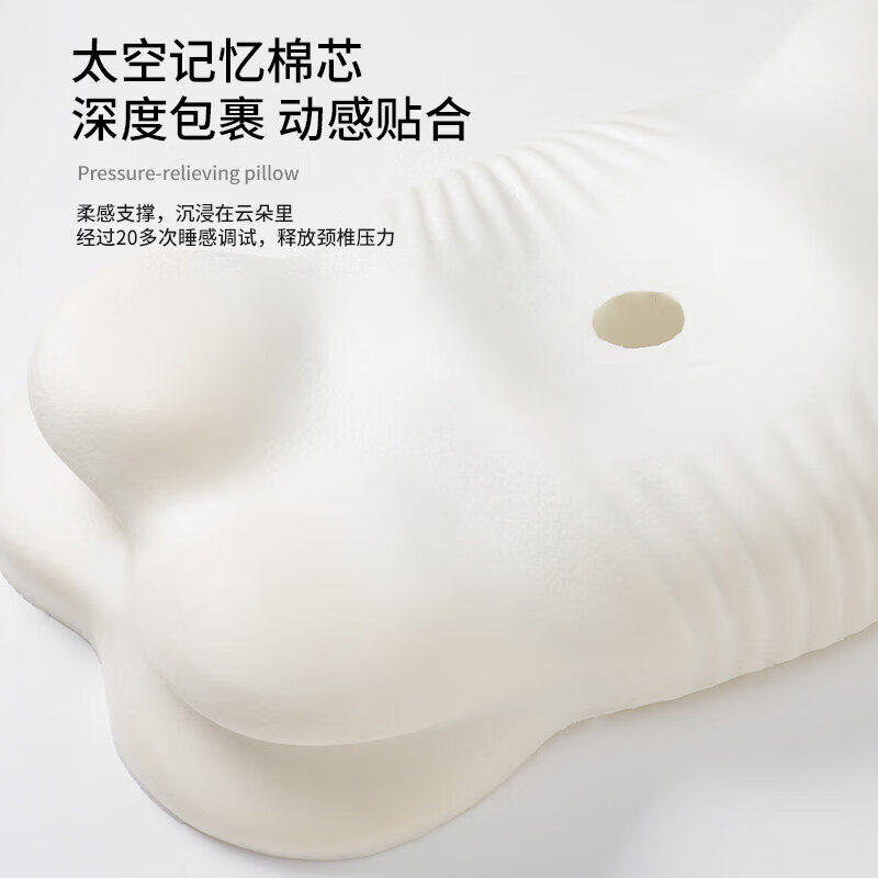 SAWAAG德国枕头记忆棉反弓护颈椎助睡眠睡觉专用成人颈椎病深度睡眠专用 蓝白色 【3D护颈 科学分区】低枕68*37*11.5cm 单只