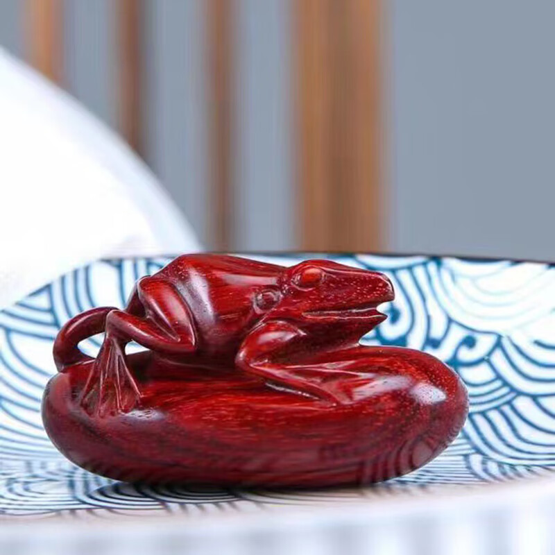 蒙萨俪 印度小叶紫檀呱呱来财青蛙手把件摆件木雕手把玩物件工艺品