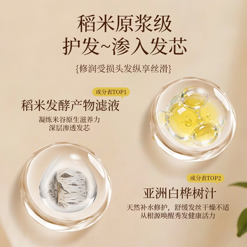 淘米匠护发素柔顺干枯毛躁修复顺滑发膜蛋白营养修护头发防掉发男女留香 【改善毛躁】稻米原浆养发乳400ml*1 【于震推荐】稻米发酵护发素TOP1(新升级)