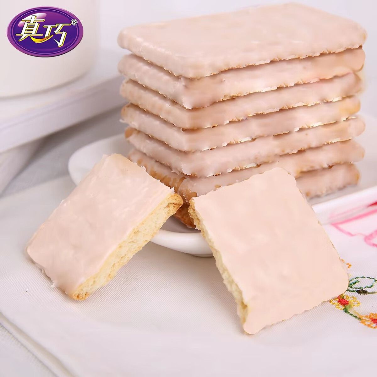 真巧涂层饼干 308 克巧克力夹心味混合装儿童小包装休闲零食食品 真巧 308 克涂层饼干混搭各 1 袋(2026 年新日期)