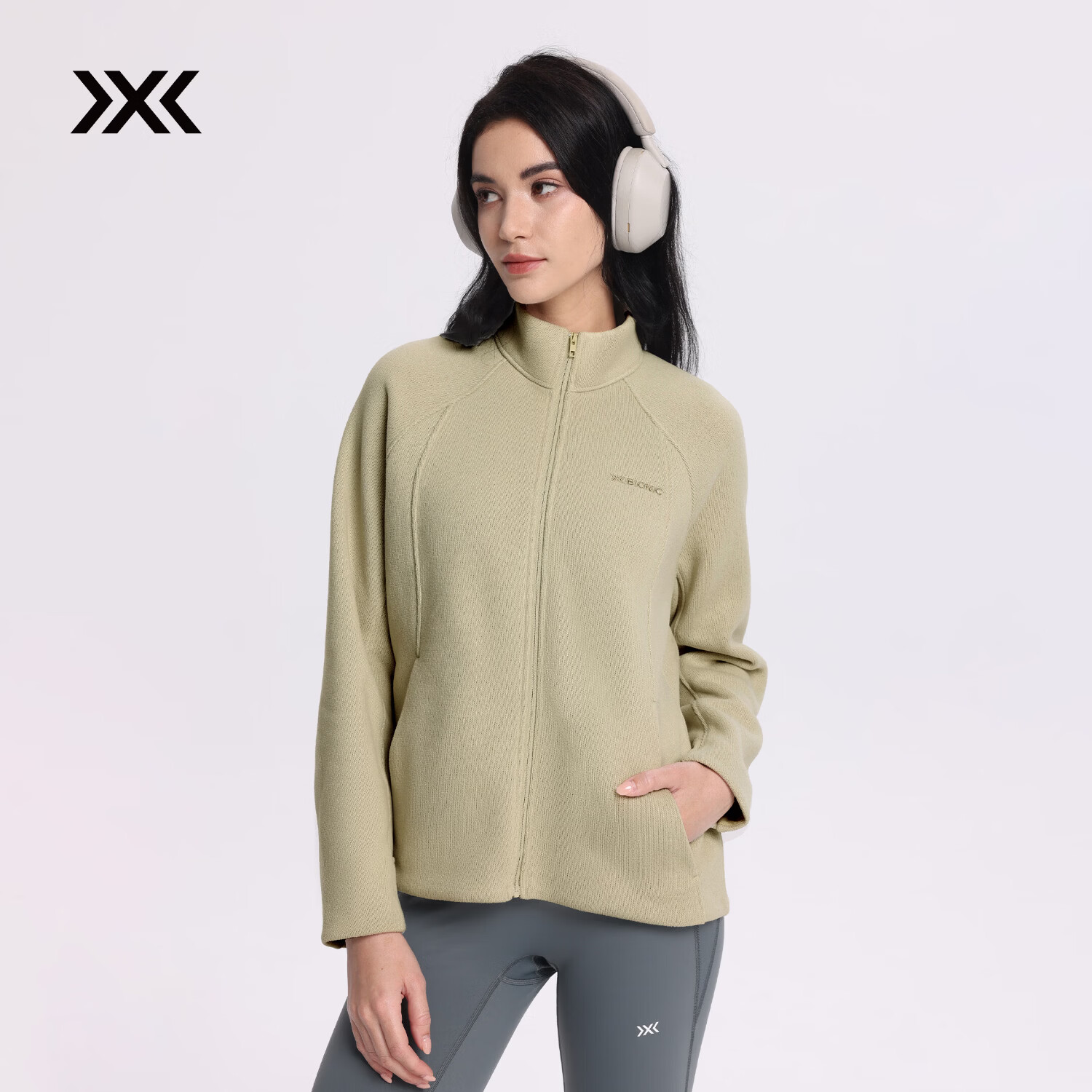 XBIONIC艾德THERMAL PRO立领夹克女上衣外套Polartec抓绒衣保暖透气舒适 山岚绿 S