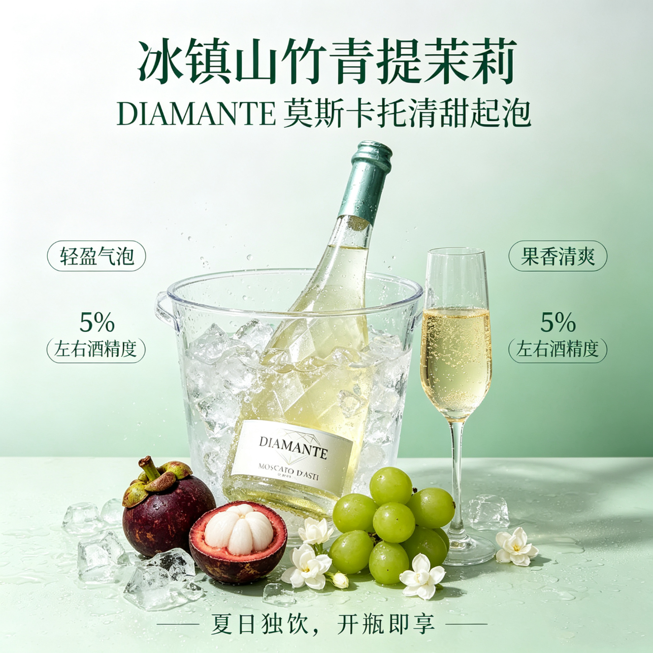 LEERER意大利DOCG等级莫斯卡托阿斯蒂甜白葡萄酒起泡酒 【双支】山竹冰茉莉+青提冰茉莉