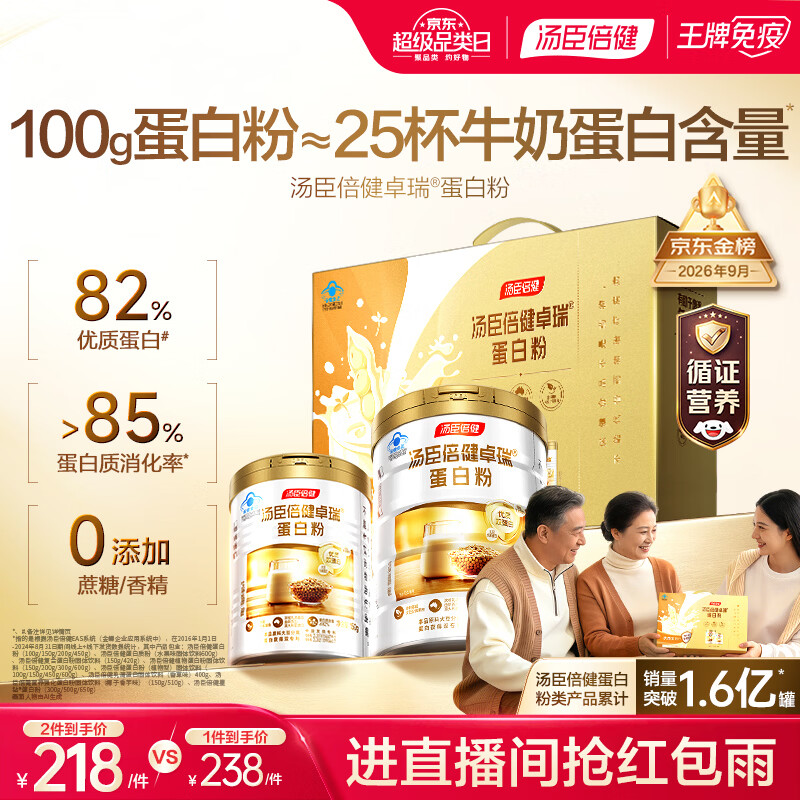 汤臣倍健卓瑞蛋白粉450g+150g增强免疫力乳清蛋白质粉中老年中秋礼品礼盒