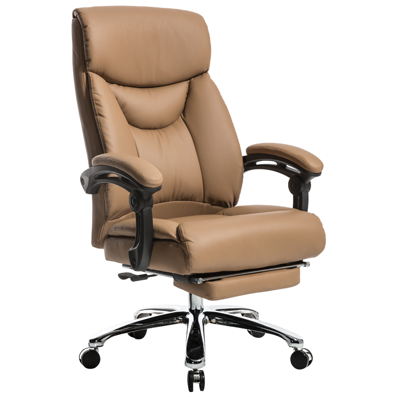 八九间家用老板椅可躺大班椅电脑椅办公椅子舒适靠背椅转椅电竞椅607W系 棕色-PU-带搁脚