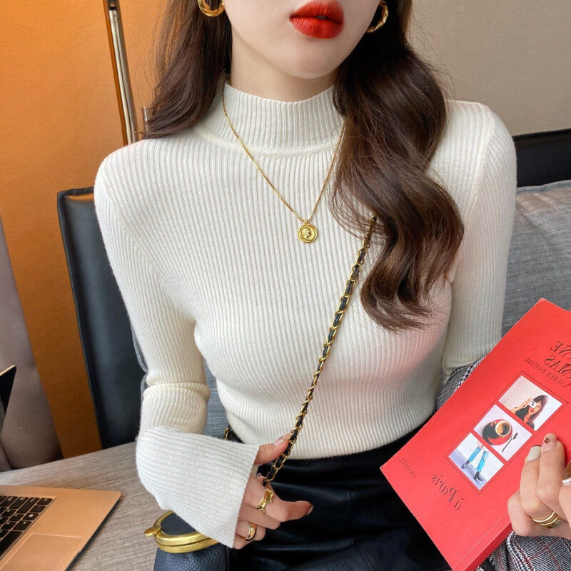 有只绵纯色半高领长袖毛衣女内搭打底衫春秋冬韩版百搭修身针织衫显瘦 2件下单备注自选颜色 均码 【适合80-140斤】
