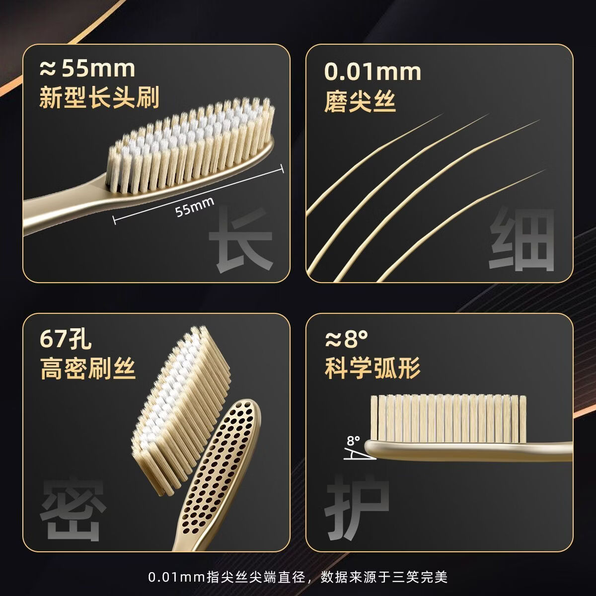 三笑完美山姆同款轻奢速净德国进口软毛成人长头牙刷护龈橄榄刷头深入清洁 创新三代橄榄长头刷 15支
