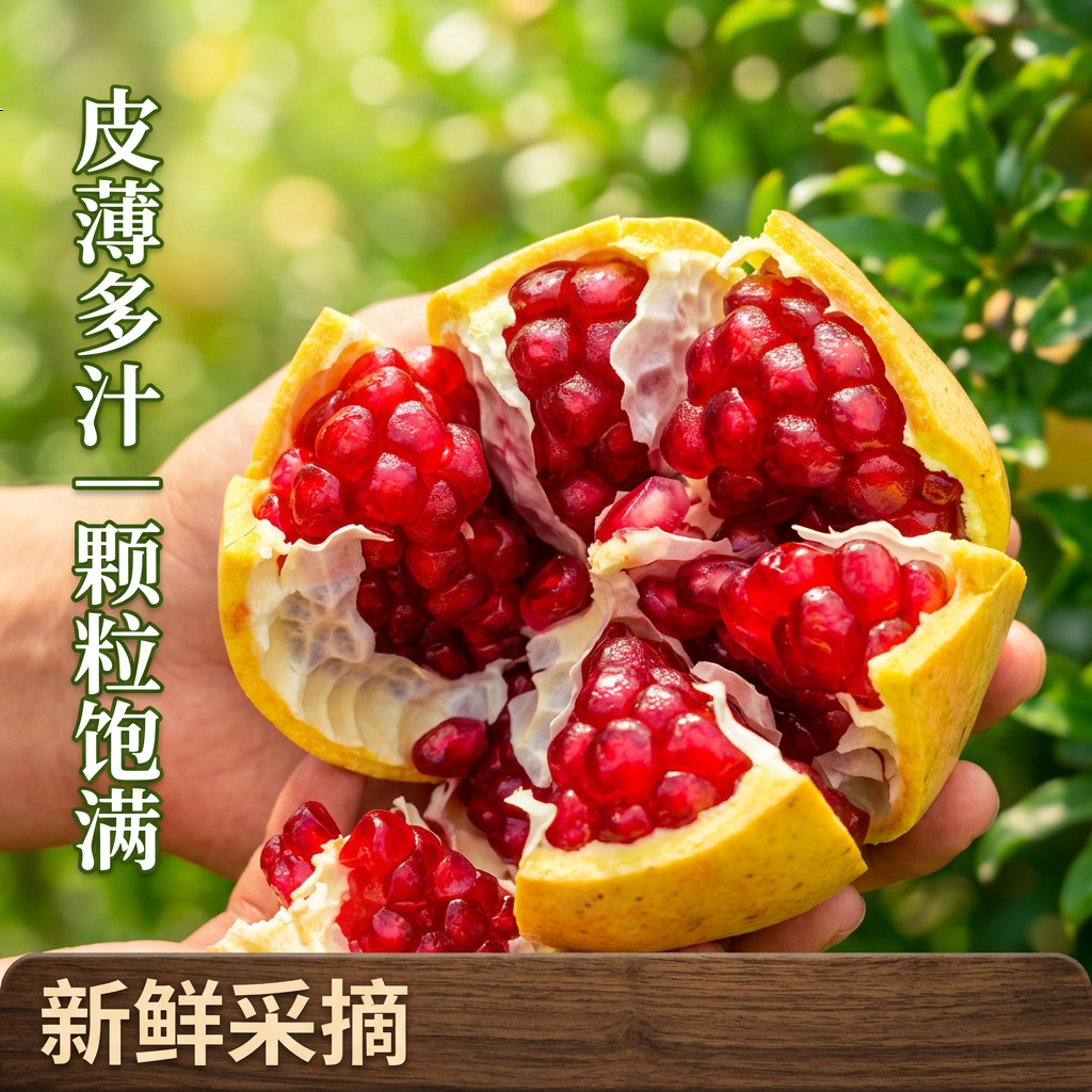 产地直发突尼斯软籽石榴 新鲜现摘，甜石榴 鲜采鲜发，高端礼盒装 600-750g
