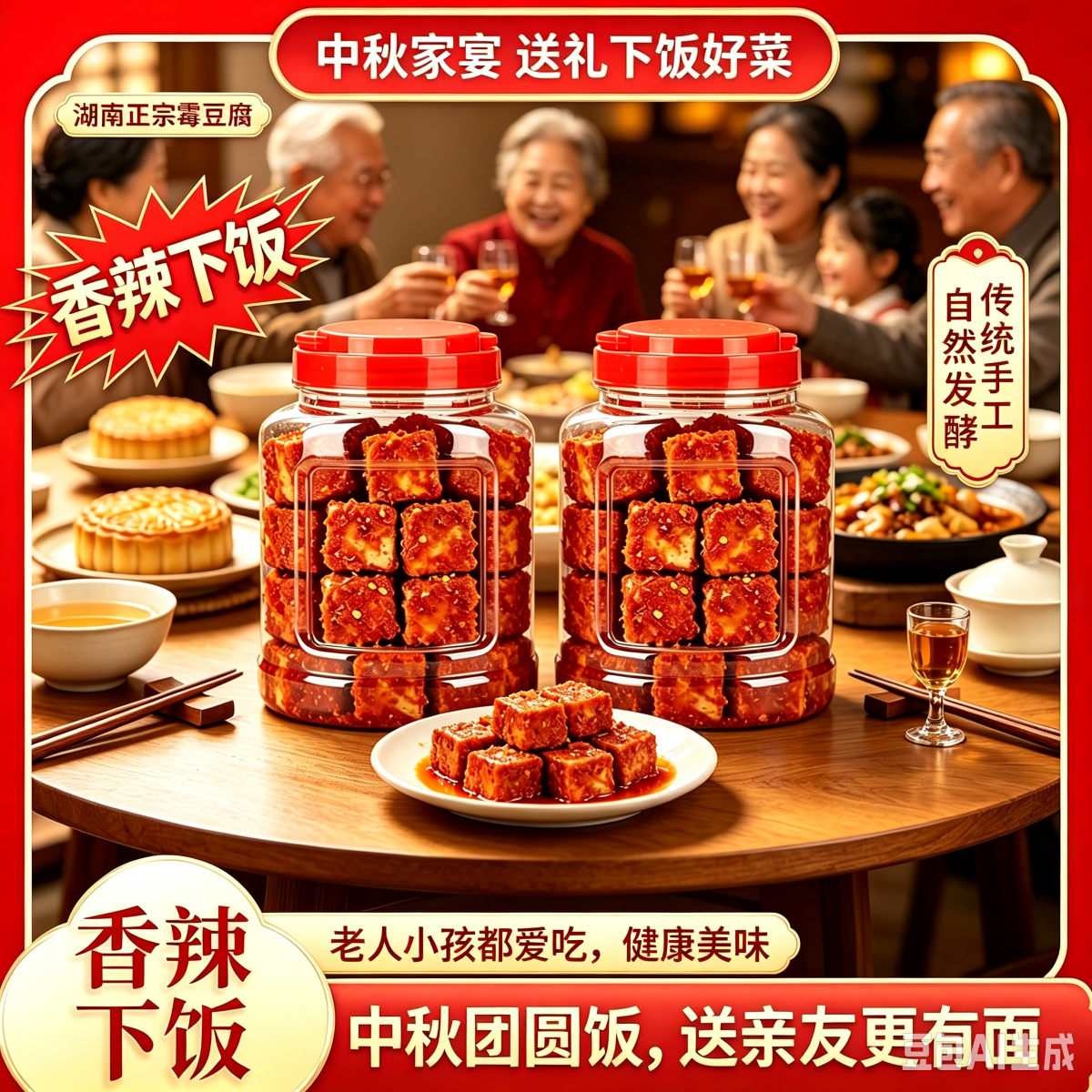 湖南白溪腐乳霉豆腐香辣豆腐乳农家风味下饭菜有油红方 210g/罐 湖南正宗手工霉豆腐 【拍一发四】到手四大罐