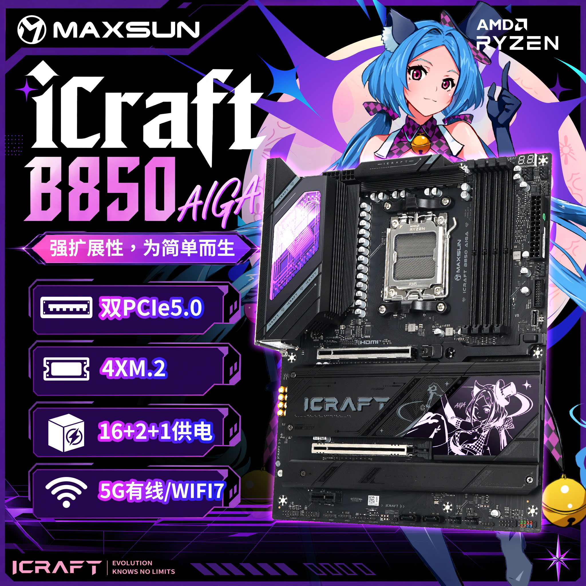 铭瑄 iCraft B850 AIGA瑷珈 图 2