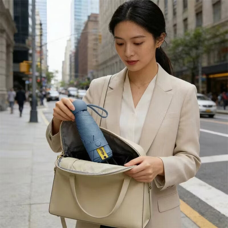 1迷你五折胶囊伞晴雨两用小巧便携学生党雨伞高礼品伞34794 六骨 酒红(带眼镜盒)