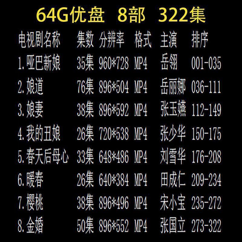 法玛奇家庭情感电视剧全集我的丑娘暖春金婚哑巴新娘U盘优盘 64G