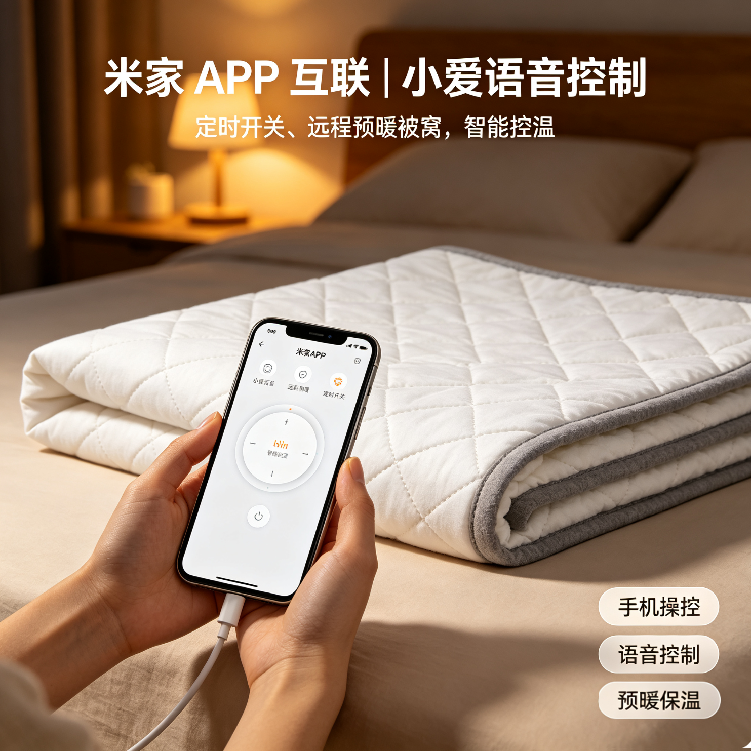 小达低压石墨烯电热毯家用寝室单人双人电褥子3c认证小尺寸双温双控 【米家APP款】双人1.7*1.5m