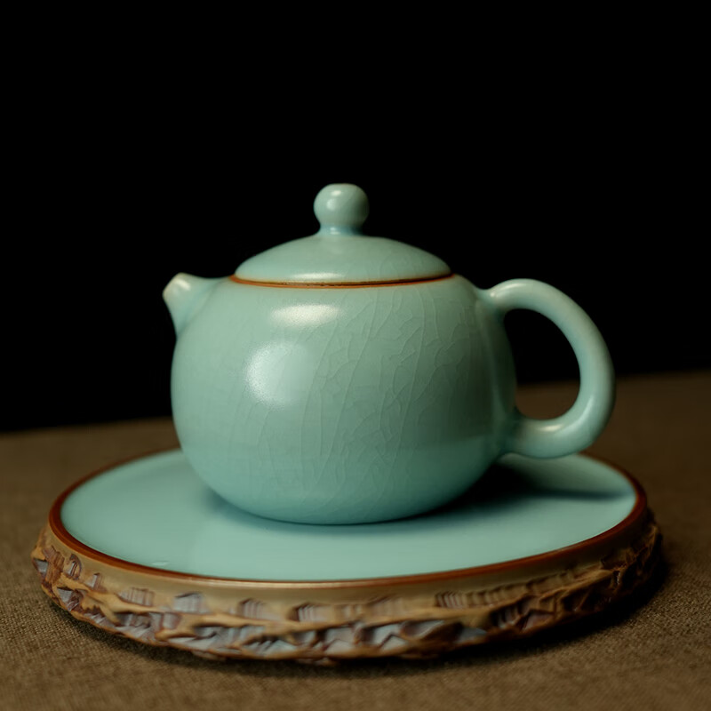 汝誉天下汝窑茶具茶壶西施壶小茶壶汝州清凉寺汝瓷天青冰裂纹手工泡茶壶 小西施 120ml