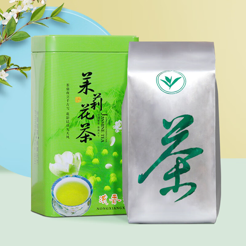 得人如魚（Derenruyu）新款茶茉莉花茶 浓香型罐装散装绿茶叶花草茶半斤礼盒袋送礼 铁罐装茉莉花茶125克