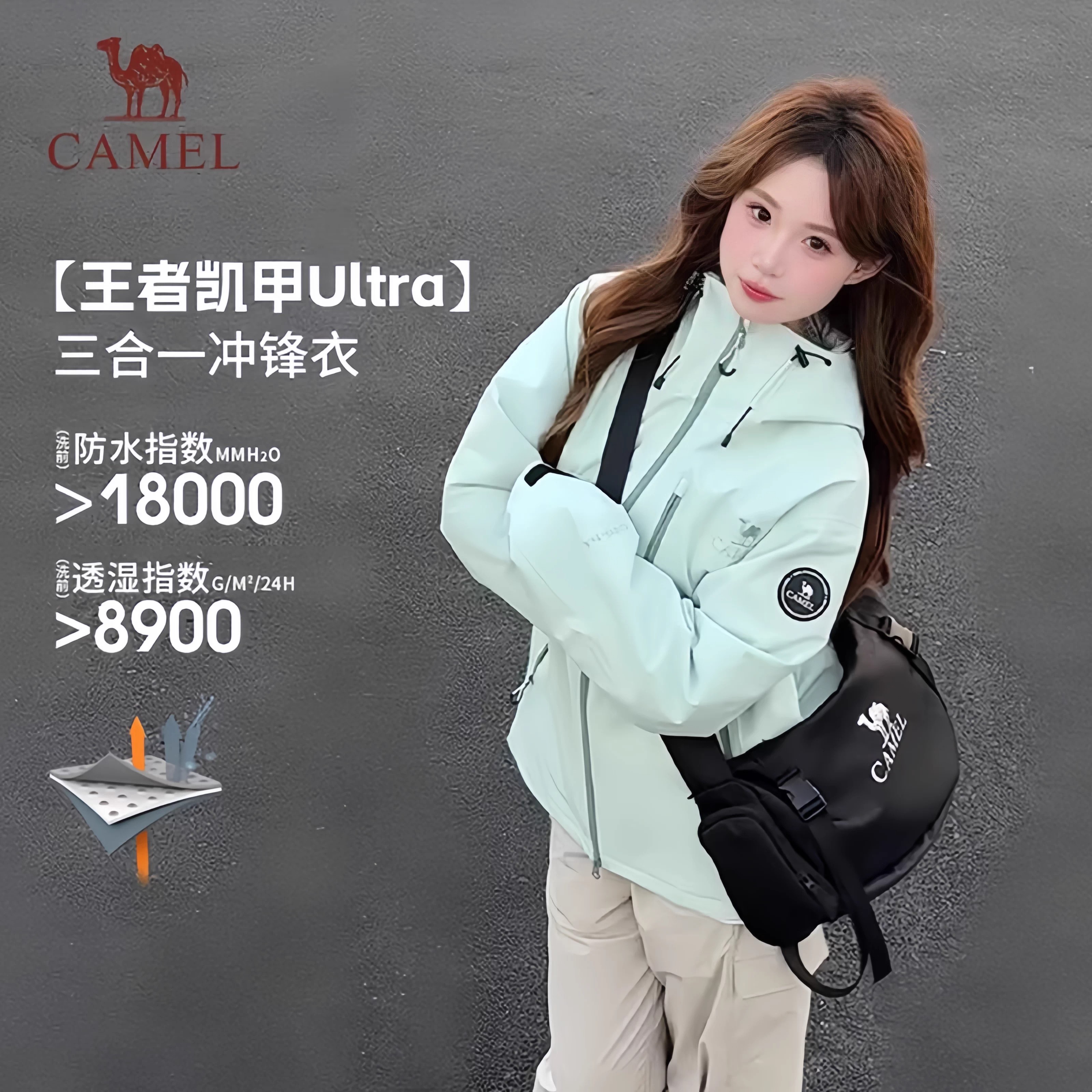 骆驼王者凯甲Ultra冲锋衣三合一女加绒加厚防风防水旅游服外套男 【远山蓝】可拆三合一,男女同款 XL(140-155斤)