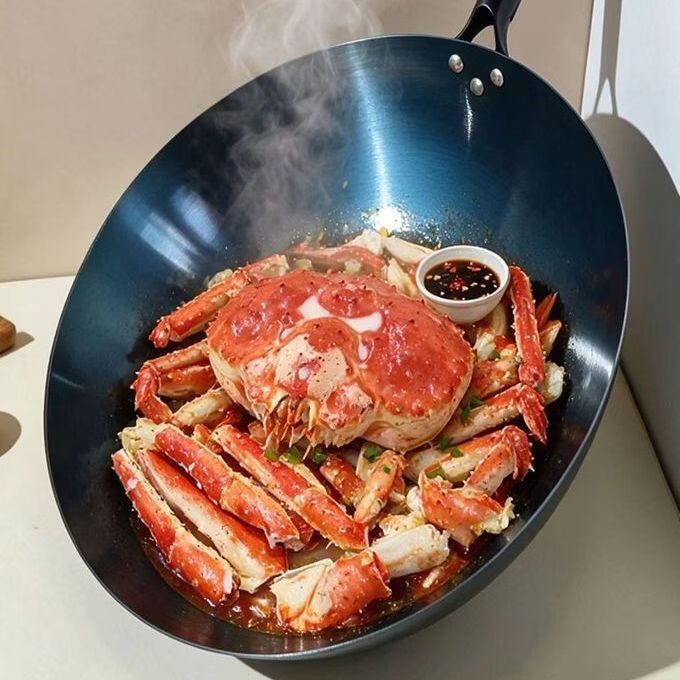 章时代家用老式铁锅无涂层不粘锅炒菜锅圆底电磁炉燃气灶通用 烤蓝铁锅 重量:1.5KG 无涂层(无耳盖铲) 40cm