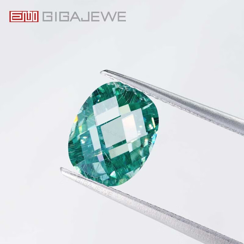 gigajewe 青色 长方垫形双面玫瑰切割莫桑钻 珠宝制作 异形钻 8*10mm