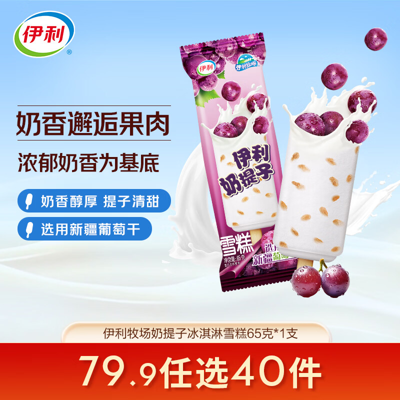 伊利牧场奶提子冰淇淋雪糕65克*1支