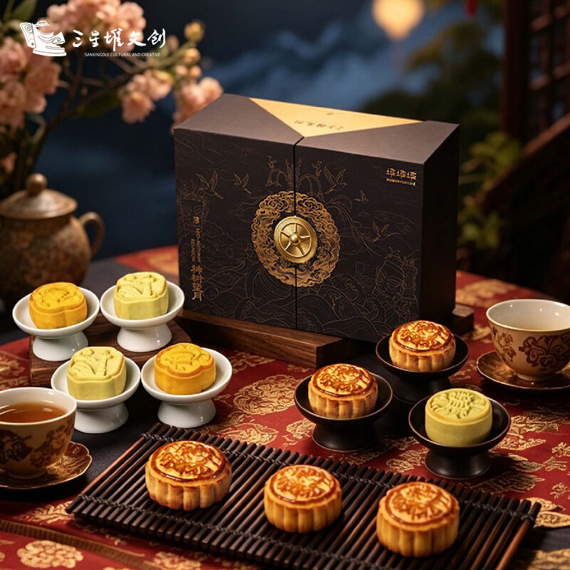 三星堆博物馆文教文化文创神树望月点心礼盒装   高档糕点月饼礼盒装   文创伴手礼品办公室下午茶点心礼物 三星堆神树望月