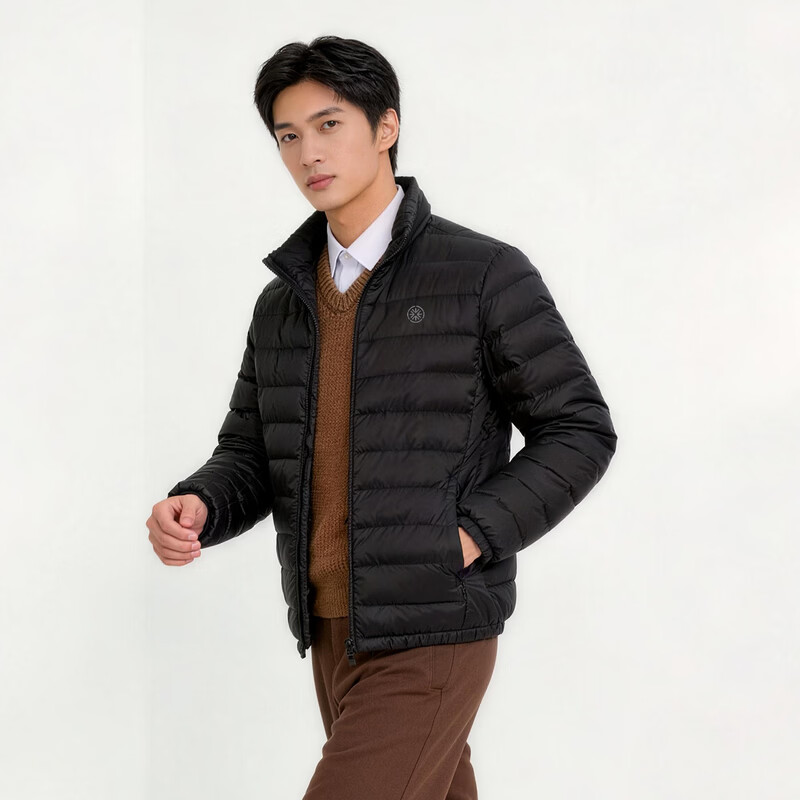 雪中飞26情侣款立领秋羽绒排骨羽绒服舒适保暖休闲时尚百搭轻薄羽绒 宝石黑|8086|男款90绒 XL 180/100A