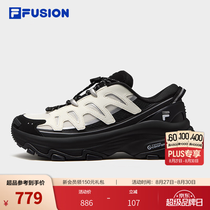 斐乐【田曦薇同款】老爹鞋｜FILA FUSION潮牌女士COMOU运动休闲鞋 黑/豆腐白-BT 39