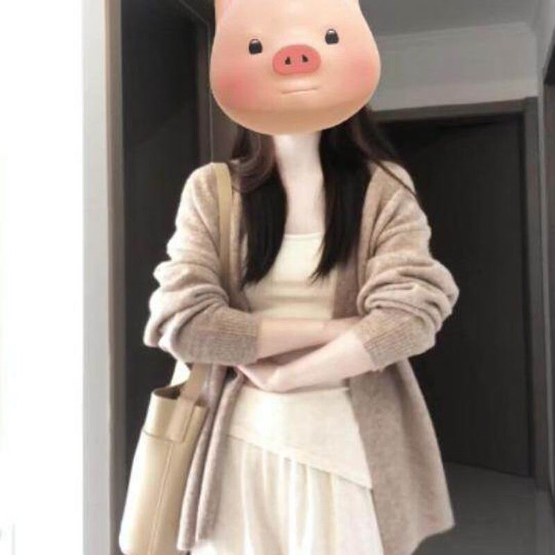 浪莎韩版hiphop开衫毛衣女春秋宽松慵懒风软糯温柔休闲百搭针织衫上衣 卡其色 【软糯亲肤】 均码 【建议80-140斤】