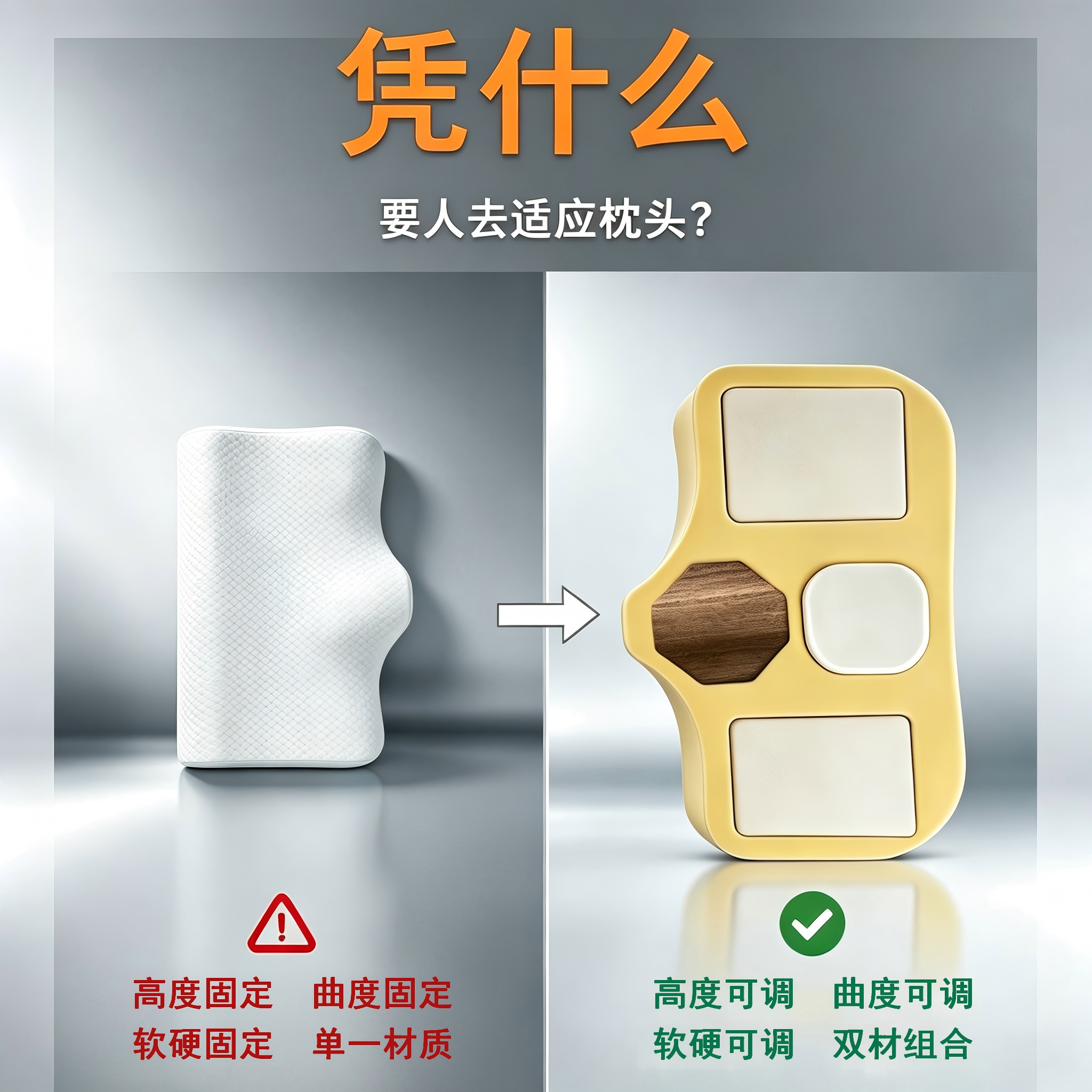 经语人体工学护颈记忆枕头枕芯u型枕可调节软硬实木颈椎枕成人深睡枕 标准款 单只 低枕 160cm 155-160cm