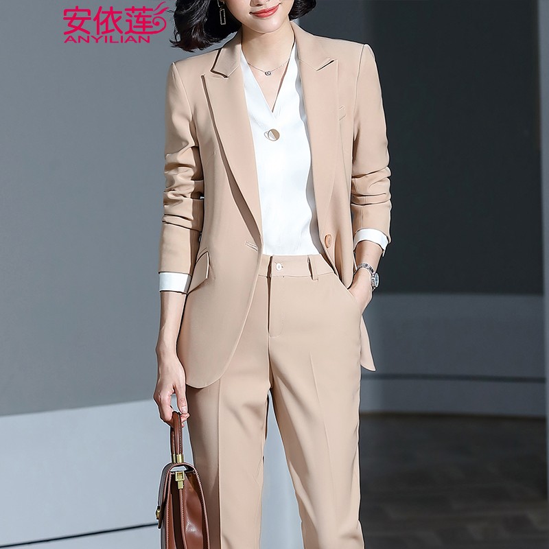 安依莲小西装套装女职业装秋冬新款修身时尚气质商务西服正装精英白领