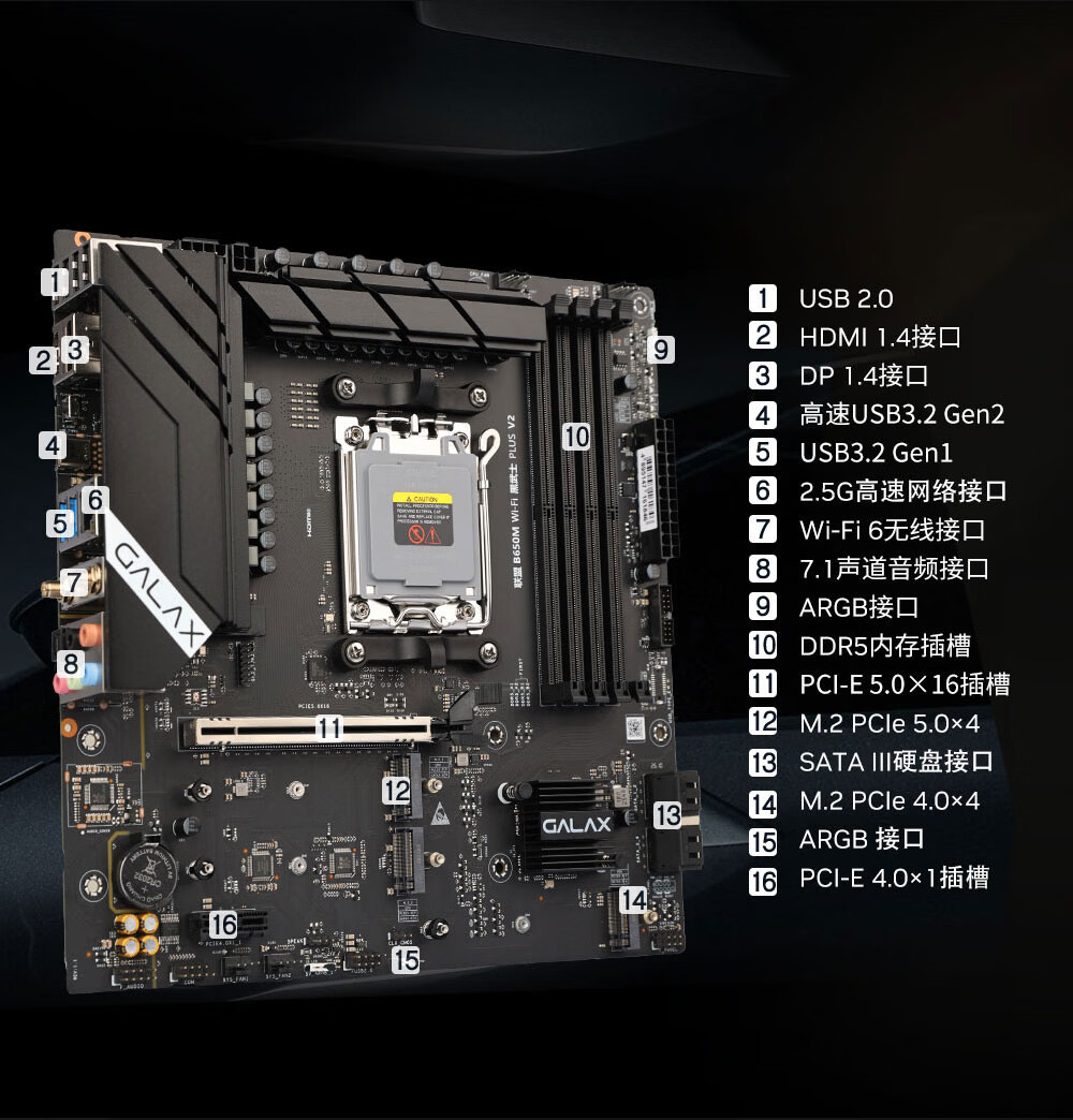 影驰 联盟 B650M WiFi 黑武士 PLUS 图 5