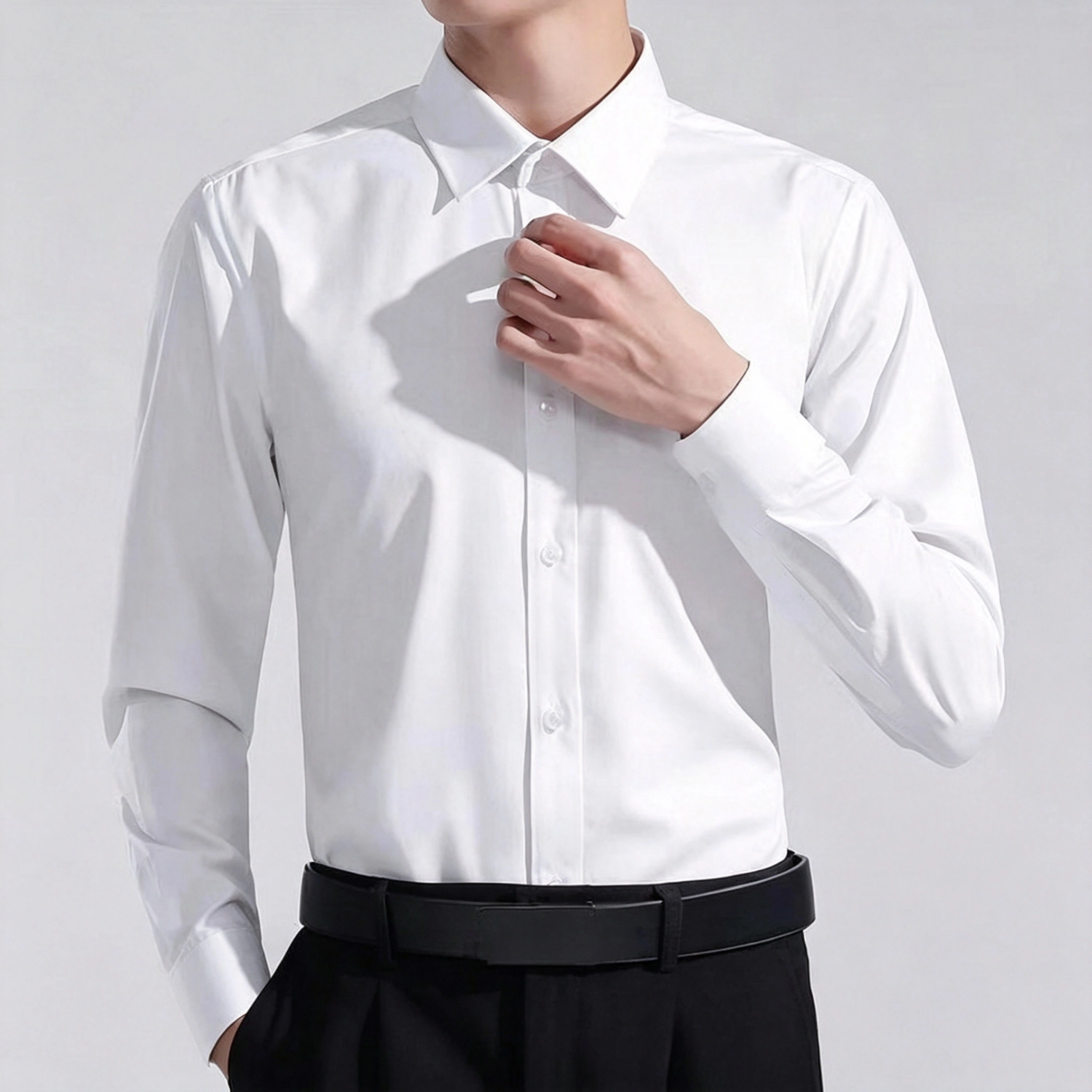 【意大利出口品质】男士高端商务西服衬衫透气亲肤 深蓝色 5XL (建议体重180-200斤)